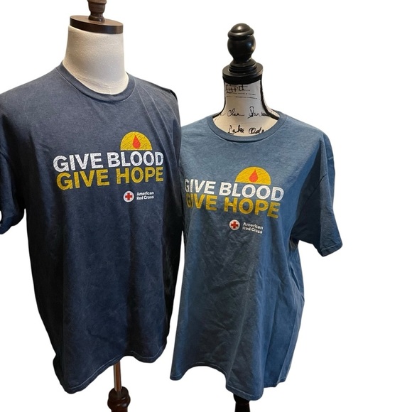 Blood donation Limited Edition T-shirt Pair of 2 Blue Size Large XLarge - Picture 1 of 11